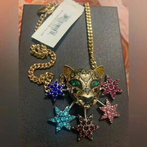 Betsy  Johnson Leopard and Star Necklace New